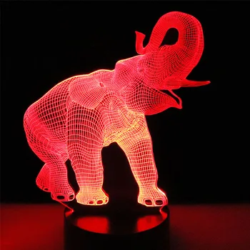 3D LED Nakties Šviesos Laimingas Šokių Dramblys su 7 Spalvų Šviesos Namų Puošybai Lempos Nuostabi Vizualizacijos Optinė Iliuzija