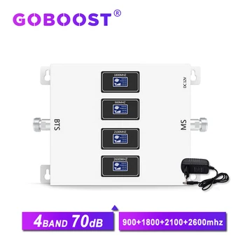 GOBOOST 4-band GSM 2G 3G 4G cellular stiprintuvo 4G LTE 800 900 1800 2100 2600 LTE 4G kartotuvas 3G mobilųjį telefoną signalo stiprintuvas 70dB