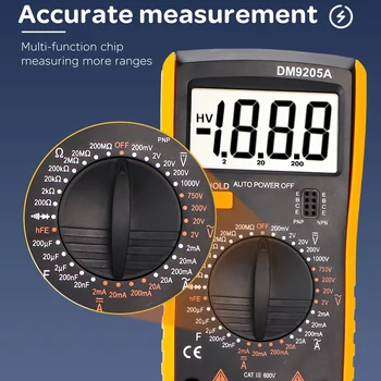 Nešiojamas Skaitmeninis Multimetras AC / DC Ammeter Volt Ohm Testeris, Matuoklis Multimetro Su Termopora LCD Apšvietimas