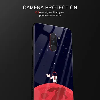 Už Xiaomi Pocophone F1 Grūdintas Stiklas Atvejais Veidrodis Spalvinga Padengti Pocophone F1 TPU Animacinių filmų Modelio Atveju Poco F1 Dangtis