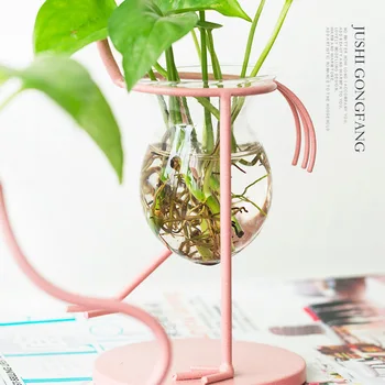 3 Tipų Pink Flamingo Formos Stiklo Stalo Bonsai Augalų, Gėlių Vestuvės, Kalėdos, Dekoratyviniai Metalo Vaza Namų Puošybai Priedų