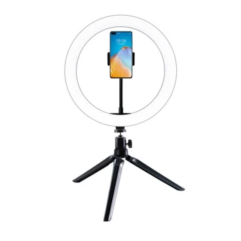 LED Selfie Šviesos Žiedas su trikojo tiktok Fotografijos Pritemdomi 10inch USB Telefono Kamera Studija Žiedas Lempos Makiažo Vaizdo Gyventi