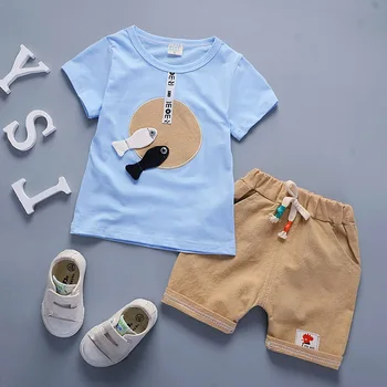 BibiCola medvilnės vasaros berniukų drabužiai nustatyti žuvų, t-marškinėliai, topai+chalatas kelnes 2vnt, komplektai, vaikams bebes kostiumai vaikams, sporto rinkinį