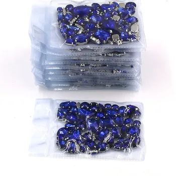 Naujų Drabužių priedų Didmeninė 5 krepšiai mišrios formos stiklo kristalų skiedra bazės Royal blue strazdų 