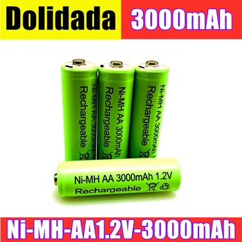 AA baterija 3000 mAh Įkraunamos baterijos NI-MH 1.2 V AA baterijos Laikrodžiams, pelės, kompiuterių, žaislai t.t.