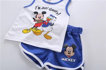 Kūdikis, Berniukas, Mickey Drabužius 2020 M. Vasarą Cartoon Berankovė Liemenė+Kelnės 2vnt Vaikų Drabužių Komplektus Kūdikių Girs Drabužiai, Kostiumai