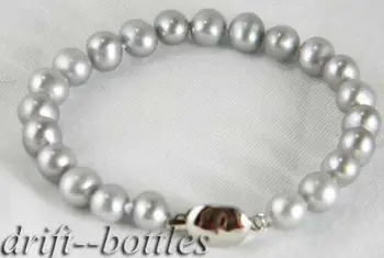 9mm apvalios pilkos spalvos gėlavandenių perlų Apyrankė