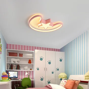 Žvaigždės+mėnulis LED šviestuvai lubų Lova vaikų kambarys, vaikų kambarys modernus Liustra Apšvietimo plafonnier led blizgesio 110v, 220v