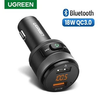 UGREEN Bluetooth FM Siųstuvas Greitai 3.0 Automobilinis Įkroviklis, Bluetooth 4.2 Belaidžio Radijo Adapterį USB Dual Greitai, Automobilinis Įkroviklis