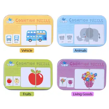 Kūdikių Pažinimo Dėlionės Kortelės Švietimo Žaislai Atitikimo Žaidimas Cartoon Transporto priemonės Gyvūnų Vaisių anglų kalbos Mokymosi korteles Vaikams