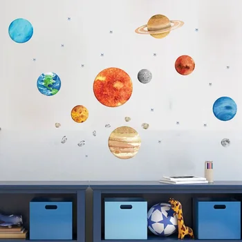 Karšto Naujas 3D Sienų Lipduko Devynios Planetos Sienų Lipdukai Vaikų Kambario Kūrybos Dekoratyvinis Gražus 3d Planetos Sienų Dekoras