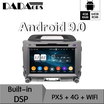 Android 9.0 4+64GB px5 Built-in DSP Automobilio multimedia DVD Grotuvas GPS Radijo KIA SPORTAGE 2010-2016 GPS Navigacija stereo Video