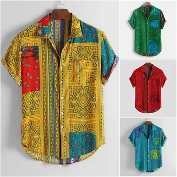 Geriausiai parduodamų Produktų 2020 M. Vasarą Naujas Havajų Spausdinti trumparankoviai Marškinėliai Retro Garsenybių Stilius Atvartas Camisas Para Hombre