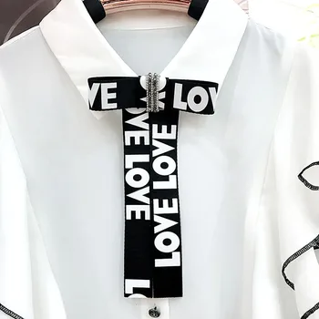 Nemokamas Pristatymas Korėja Nauja moteriška moteris panele tos dalies peteliškę apykaklės Ilgas laiškas Juostelės Sagės Pin marškinėliai Priedai sagė