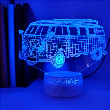 Kietas Dekoratyvinis Stalo Lempa Autobusų Transporto priemonės, 3D Vision Led Nakties Šviesos Touch 