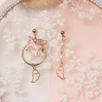 Princesė saldus lolita Pink Mergina širdis INS Japonų rankų darbo auskarai rankų darbo plaukų kamuolys žiemos ausų papuošalai GSH132