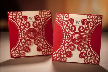 50pcs Vestuvių Pakvietimo Kinijos Raudonojo Lazerio Dizaino Vestuvių Kvietimai Spausdinimui Tuščią Vidinių Lapų, kvietimai