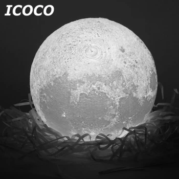 ICOCO 3D Spausdinimo Mėnulio Lempa, LED Mėnulio Palieskite Jutiklio Kontrolės Naktį Šviesos Darbalaukio Stalo Lempa Namų Dekoro Lašas Laivybos Karšto Pardavimo