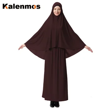 Kalenmos Ramadanas Musulmonų Maldos Drabužiu 2 Dalių Rinkinys Moterims Khimar Abaja Ilgai Hijab Sijonas Visiškai Padengti Islamas Drabužius Jilbab Suknelė Nauja