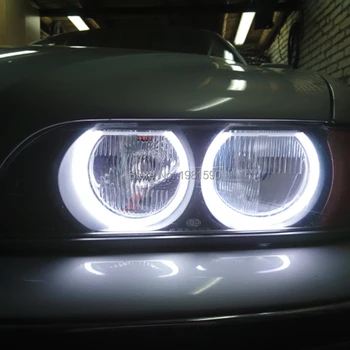 Hopstyling Dual Colore Balta+Geltona SMD LED Angel Eyes BMW E36 E38 E39 E46 Projektorius Žibintų Šviesos Medvilnės Klaidų