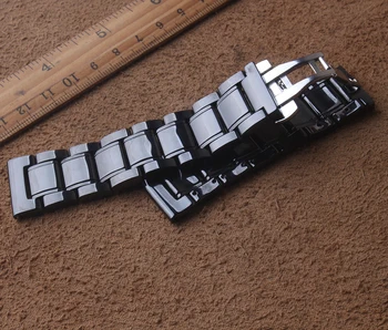 Grynas Keramikos watchband apyrankę 20mm 21mm 22mm 23 24mm black watch band dirželis Drugelis Sagtis apyrankė diržo žiūrėti priedai