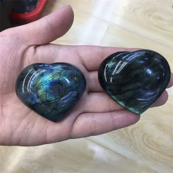 Crystal Labradoras Palmių Akmens Gydymo Pakabukas Širdies Formos Vandenyno Širdies Mėlyna Mėnulio Akmuo Kvarcas Akmuo, Akmenys Širdies Formos