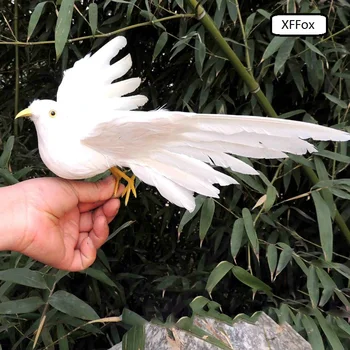Mielas realiame gyvenime balti balandžiai modelis putų&plunksnų sparnus balandis paukščių lėlė apie 25x20cm xf0075