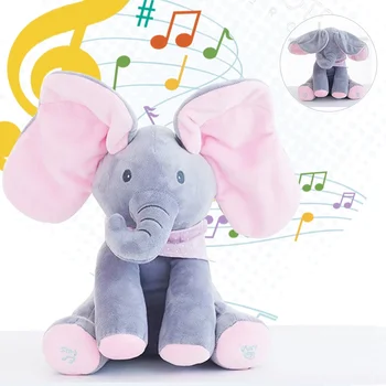 Naujas Dramblys Pliušinis Žaislas Elektros Muzikos Purtyti Ausis Lėlės Elektros Peekaboo Kačių Vaikų Žaislas Berniukas Mergaitė Dovana