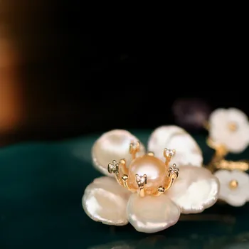 FXLRY Naujus High-end Rankų darbo Natūralios formos perlas gėlių mažas pin sagtis adata kailis sagės papuošalai aksesuaras