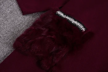 ALPHALMODA 2019 Žiemos Naujų Kailinių Megztinis Suknelė Kailinių Kišenėje ilgomis rankovėmis Puloveriai Moterų Mados Mezgimo Suknelė
