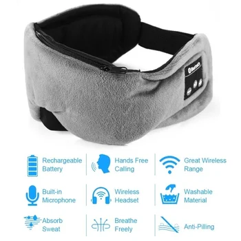 Bluetooth 5.0 belaide Akių Kaukė Miego Lankelis, Ausinės Muzikos Ausinių Triukšmo Panaikinimo Miego Kaukė Reguliuojamas Dirželis