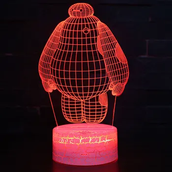 Baymax Didelis Herojus Veiksmų Skaičius 3D LED Lampara Spalvinga RC Naktis Šviesos Stalas Stalas, Miegamajame Miegoti Šviesos Vaikams Kalėdų Dovanos
