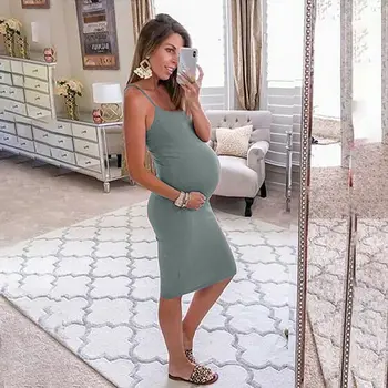 2020 Naujas Moterų Motinystės suknelės Spageti Dirželis Bakas Juoda Suknelė be Rankovių nėštumo suknelė Atsitiktinis nėščių moterų suknelė S-2XL