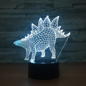 Stegosaurus 3D Dinozaurai Žibintas 3D naktinė lempa Baterija USB Dual Maitinimo Touch LED Spalvinga Akrilo Kūrybos Dovana, Vaizdo Šviesos
