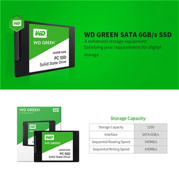 Western Digital WD SSD ŽALIA PC SATA3 2.5 colių HDD Kietąjį Diską SSD120GB 240GB 480GB Vidinio Kietojo Disko Nešiojamas Desktop