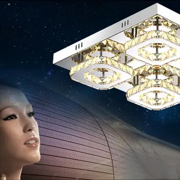 48W Kristalų Pritemdomi Lubų Lempa Aikštėje Namų Šviesos diodų (LED) Prieškambario Prieangis, Valgomasis Kambarys, Virtuvė, Gyvenamasis Kambarys Žibintai