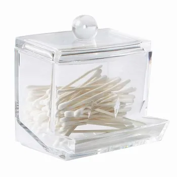 Akrilo medvilnės tamponu konteinerių, kosmetikos laikymo dėžutė, skaidrus medvilninio tampono lauke, papuošalų laikymo dėžutė ir saldainiai jar