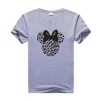 Leopard pelės galvą, print T-shirt naują atsitiktinis Harajuku medvilnės trumparankoviai vasaros gatvės juokinga plius dydis moterų drabužiai T shirts