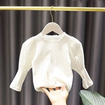 Baby Girl Dugno Marškinėliai Vaikų 2020 m. Rudens Drabužių korėjos Versija Nauja Mergina, Oro Burbulas Rankovėmis T-Shirt