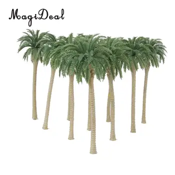 10vnt 1:75 Masto Plastikiniai Modelis Medžių, Dirbtinių Kokoso Palmių Atogrąžų Miškų Paplūdimys, Pajūrio Kraštovaizdžiu Išdėstymas
