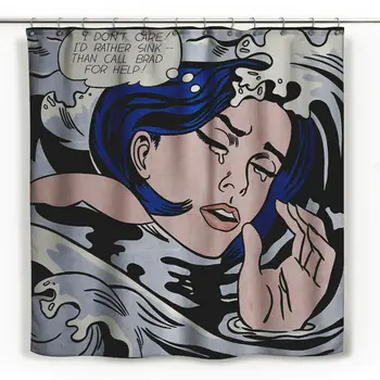 Roy Lichtenstein - Pop Art - Skendimas Mergina - Dušo Užuolaidos