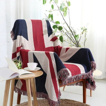 Medvilnės retro didžiosios Britanijos vėliava, sofos antklodė žodis srauto Sumi dekoratyvinis antklodę ant lovos trinkelėmis įvairių funkcija mezgimo sofa mesti namuose