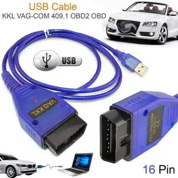 OBD2-USB Vag-Com Sąsajos Kabelis KKL VAG-COM 409.1 OBD2 OBD II Diagnostikos Skaitytuvas Auto Aux Kabelis USB Vag-Com sąsajos kabelis