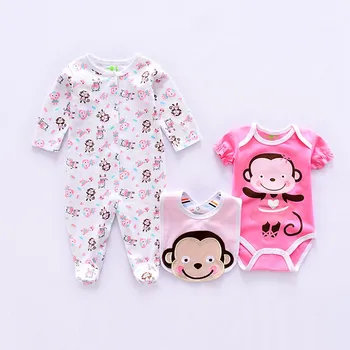 2020 3pcs kūdikiams Rinkiniai medvilnės Cute baby girl drabužiai romper kombinezonas Naujagimiui berniukui kombinezonas ilgomis rankovėmis kūdikiams, rompers+rompers+kombinezonai su antkrūtiniais