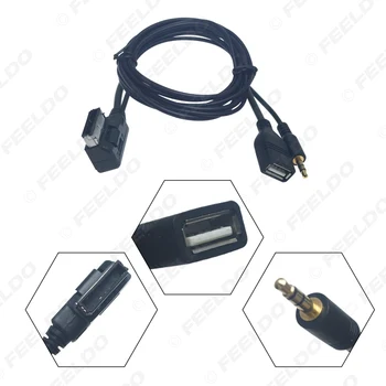 FEELDO Automobilių Garso Muzikos 3.5 mm AUX Kabelis AMI/MDI/MMI Sąsaja USB+Kroviklis Audi A1 A3 A4L A5 A6L A8 Q3 Q5 Q7 TT Laido Adapteris