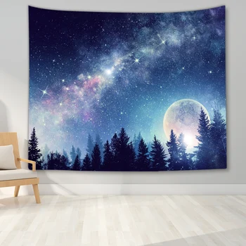 Mėnulis Gobelenas Galaxy Nakties Danguje Mozaiką Žvaigždėtą Erdvę Gobelenas Kraštovaizdžio Gobelenas 3D Gobelenas Gyvenimo Kambario, Miegamasis Namų Dekoro