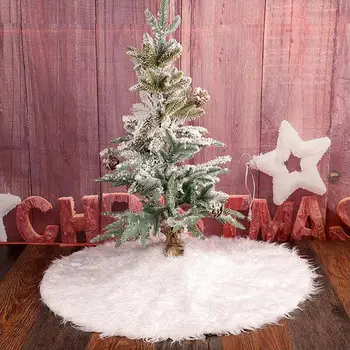 1PCS 80cm Baltas Pliušinis Kalėdų Eglutės, Sijonai, Kailio Kilimas Linksmų Kalėdų Dekoracija Namuose Medžio Sijonai naujieji Metai Apdaila