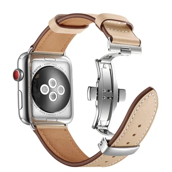 Odinis Dirželis Apple žiūrėti 5 juostos 44mm 40mm iwatch juosta 38mm 42mm drugelis apyrankės užsegimas watchband 