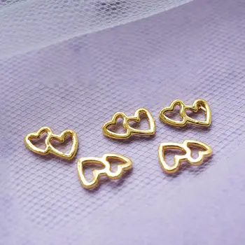 100vnt/daug Japonų 3D Lydinio Tuščiaviduriai Širdies Nagų Dailės Kniedės Metalinės Manikiūro, Nagų Dailės Reikmenys 