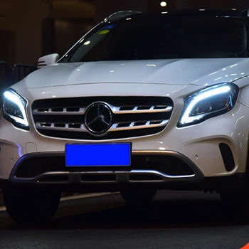 Automobilio Stilius Benz GLA Žibintai 2017-2019 LED Žibintų Dvigubo Objektyvo Šviesos H7 HID Xenon bi xenon objektyvas dienos metu veikia